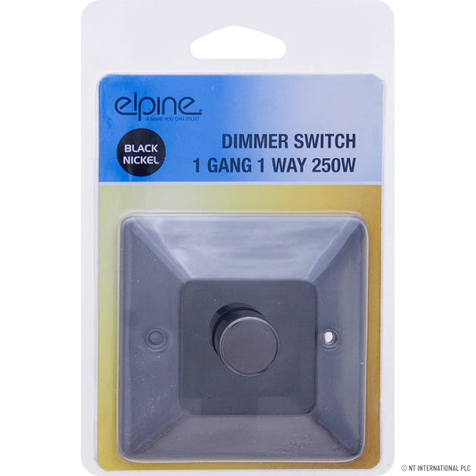 Upgrade Your Lighting with Our Stylish Dimmer Switch 1 Gang 2 Way 250W in Black Nickel .