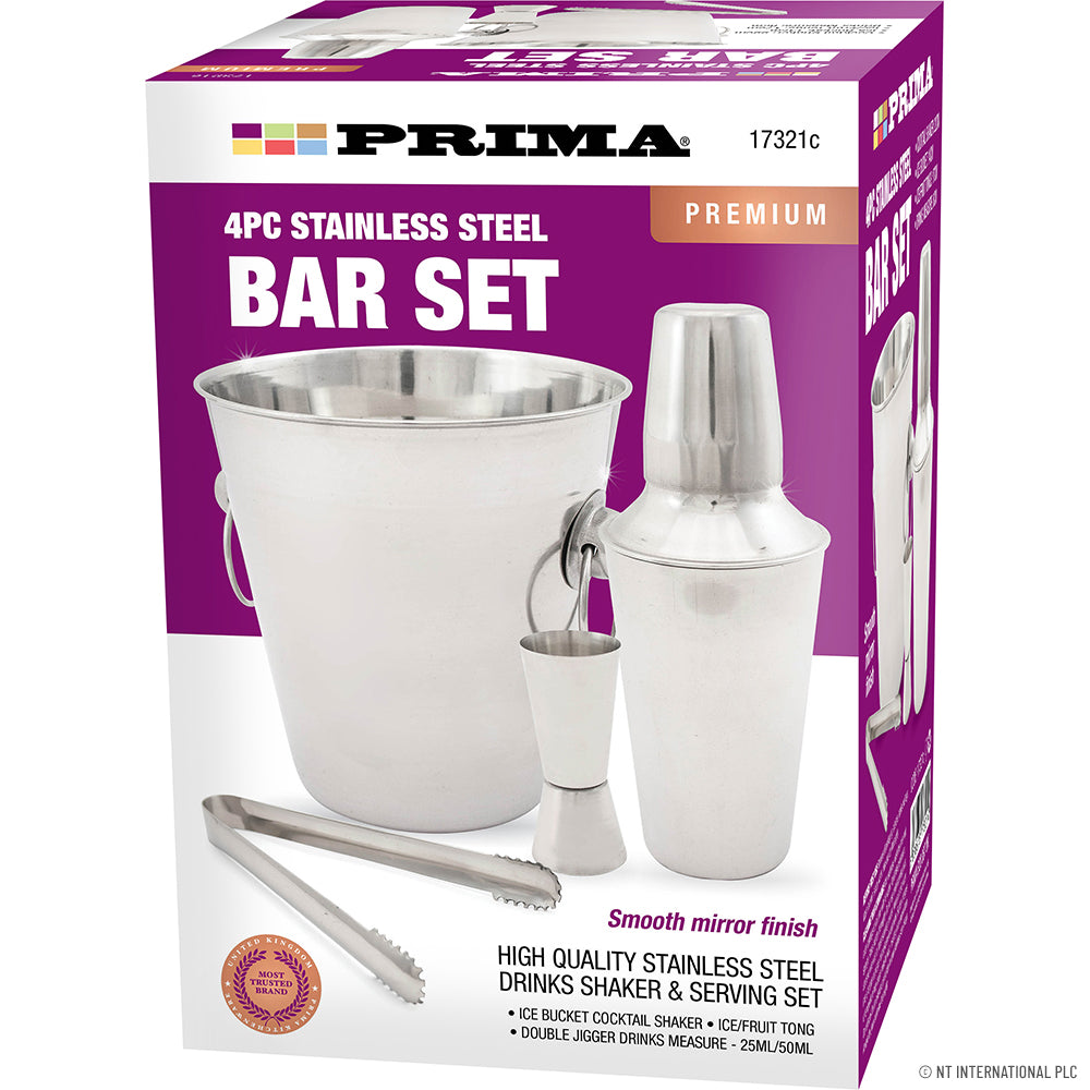 Kit de bar de luxe 4 pièces en acier inoxydable dans une élégante boîte colorée - Parfait pour les amateurs de mixologie !