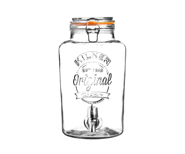Distributeur de boissons rond de 5 litres avec couvercle à clip | Distributeur de boissons rafraîchissantes pour fêtes.