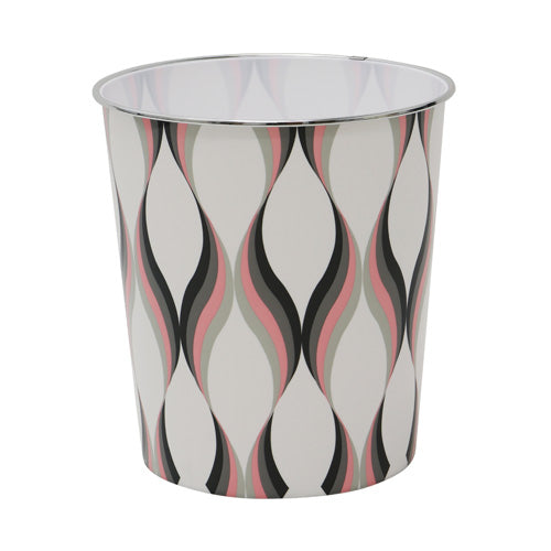 Corbeille à papier élégante en marbre et plastique - Blanc/Rose | Décoration chic pour bureau et maison.