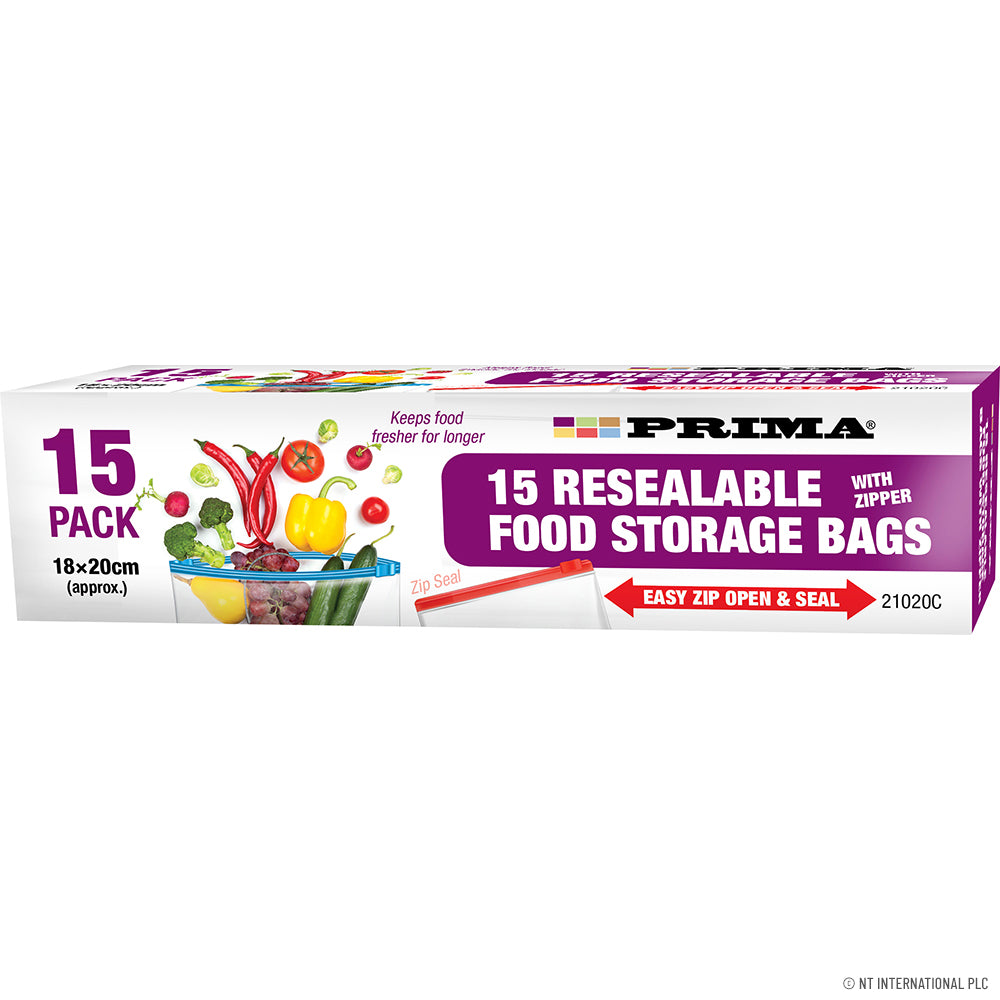 Sacs de conservation refermables (15 p.) | Gardez vos aliments frais | 18 x 20 cm.