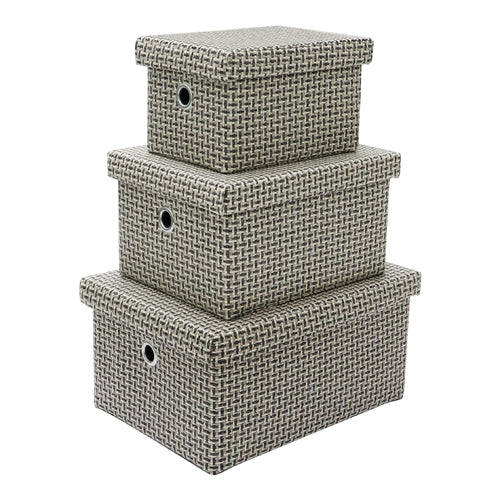 Organisez avec style grâce aux 3 boîtes de rangement rectangulaires en tissu Silva.