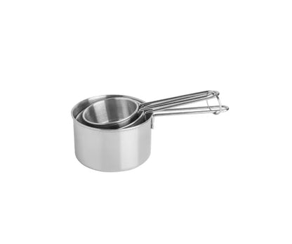 Améliorez votre cuisine avec un lot de 3 tasses à mesurer en acier inoxydable.