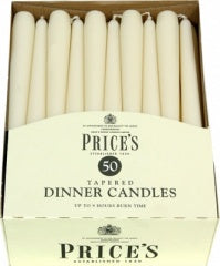 Bougie de dîner conique élégante non emballée, lot de 50, coloris ivoire