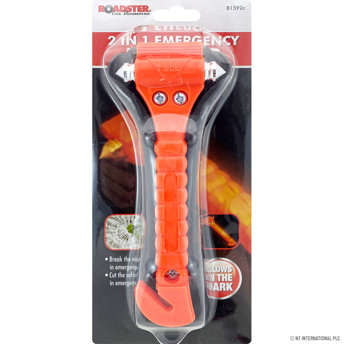 2-in-1 Car Emergency Hammer - Orange