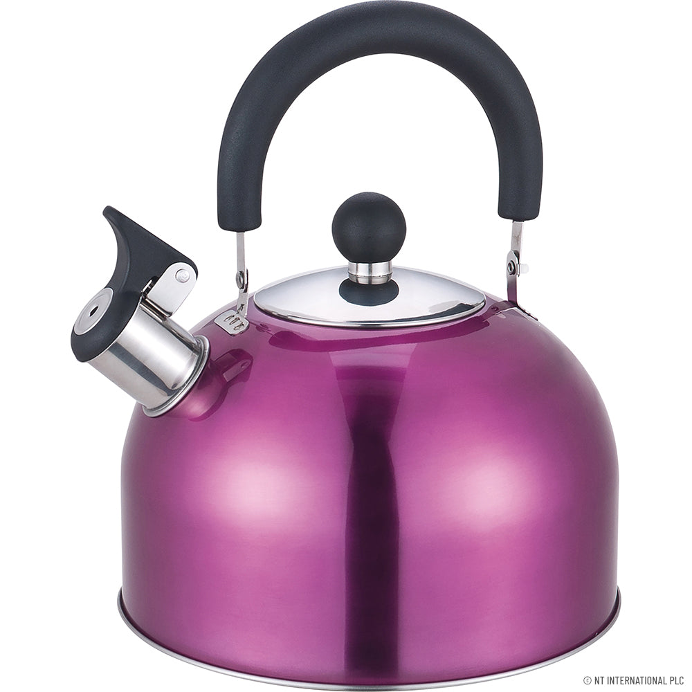 2.5L Stainless Steel Whistling Kettle in Pink – Perfect for Camping Adventures!