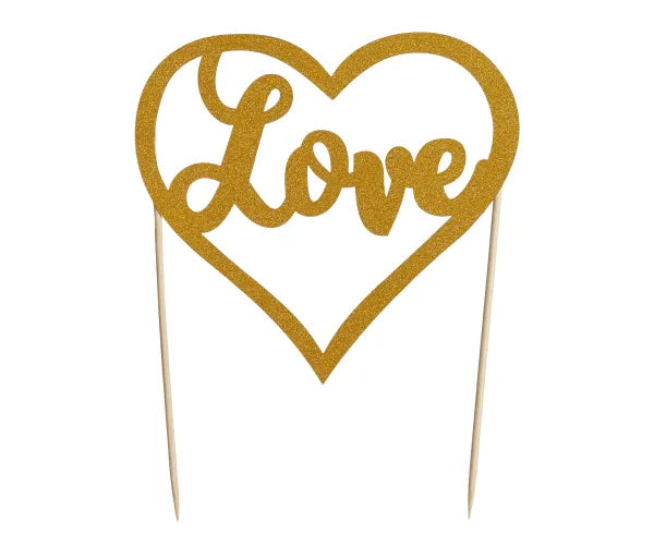 Sparkle and Shine Love Gold Glitter Topper