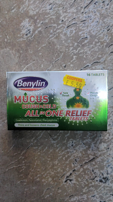 Benylin Relieve Cold and Cough with Mucus Relief Tablets