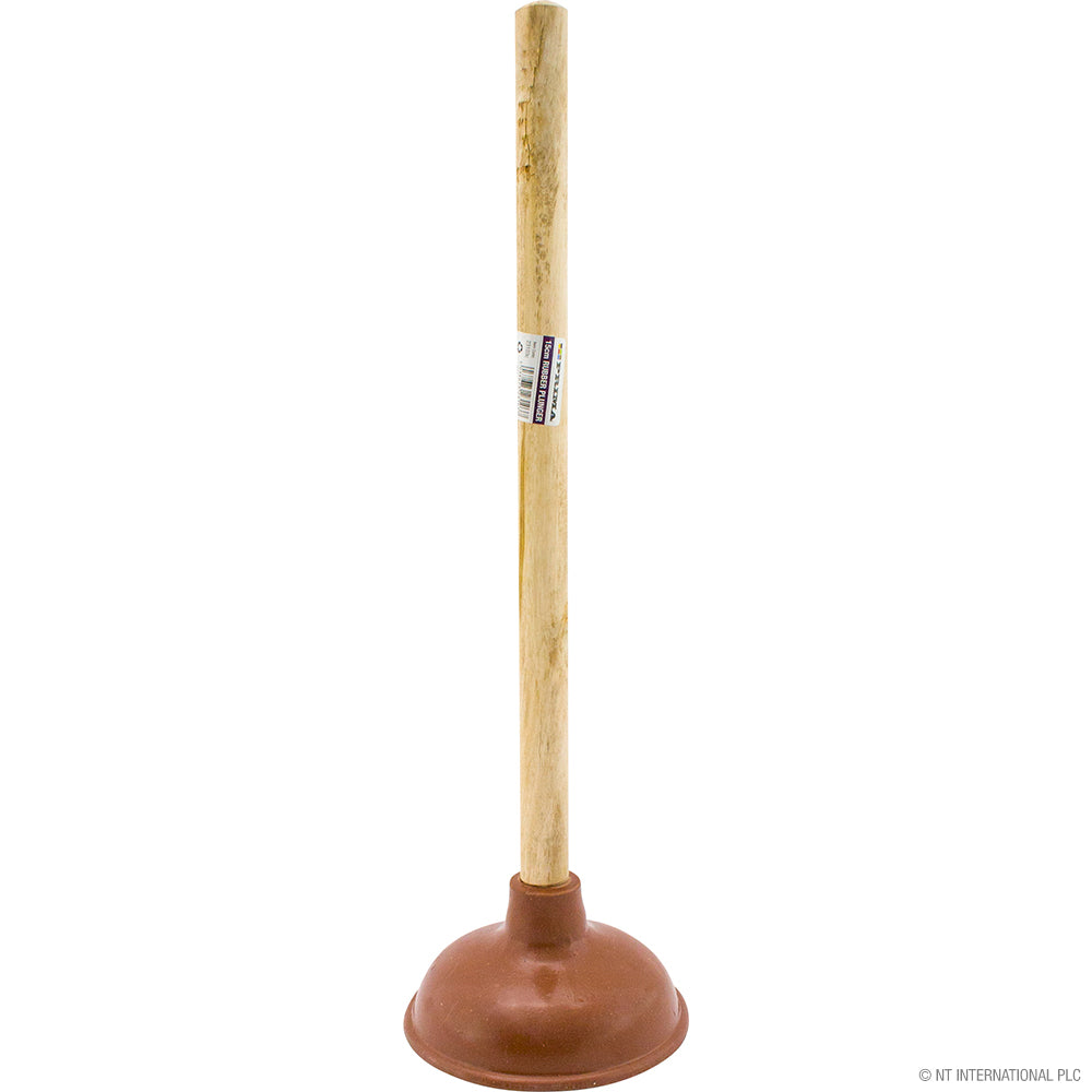 Efficient 15cm Sink Plunger with Wooden Handle.