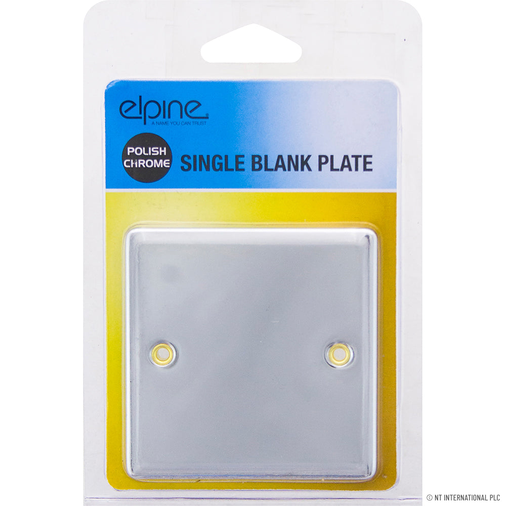 Elevate Your Space with Style: Single Blank Plate in Chrome for a Sleek Finish.