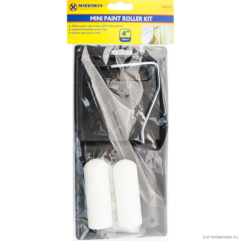 Mini-kit de rouleau à peinture compact 4'' - Petit bac à peinture pour les projets de précision