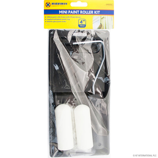 Mini-kit de rouleau à peinture compact 4'' - Petit bac à peinture pour les projets de précision