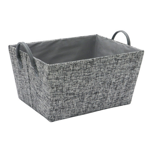 Panier de rangement rectangulaire urbain élégant en papier avec poignées en PU | Organisez avec style.