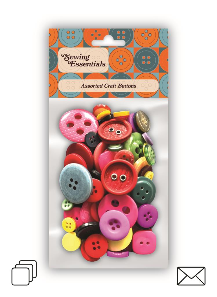 Craft Buttons 100g - Assorted Bulk Buttons for Sewing, Scrapbooking, and DIY Crafts