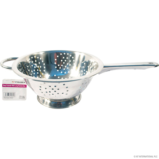 28cm Deep Colander - Stainless Steel with Long Handle