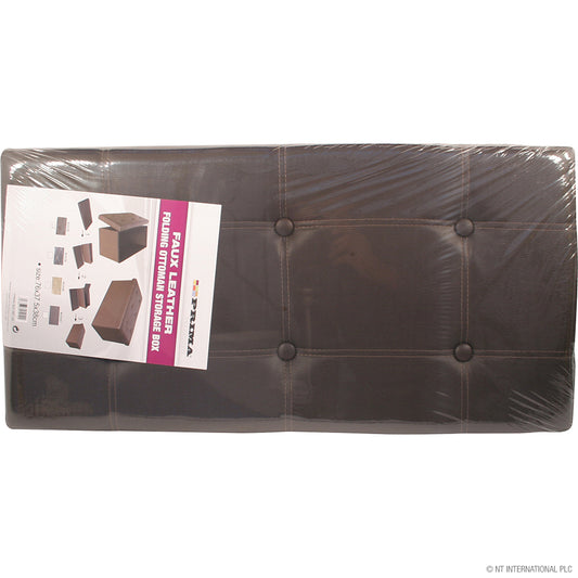 Pouffe double en similicuir pliable 76cm marron - Solution de rangement élégante.
