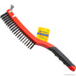 3 x 19 Rows Steel Wire Brush in Red - Heavy-Duty Cleaning Tool for Rust Removal and Surface Preparation