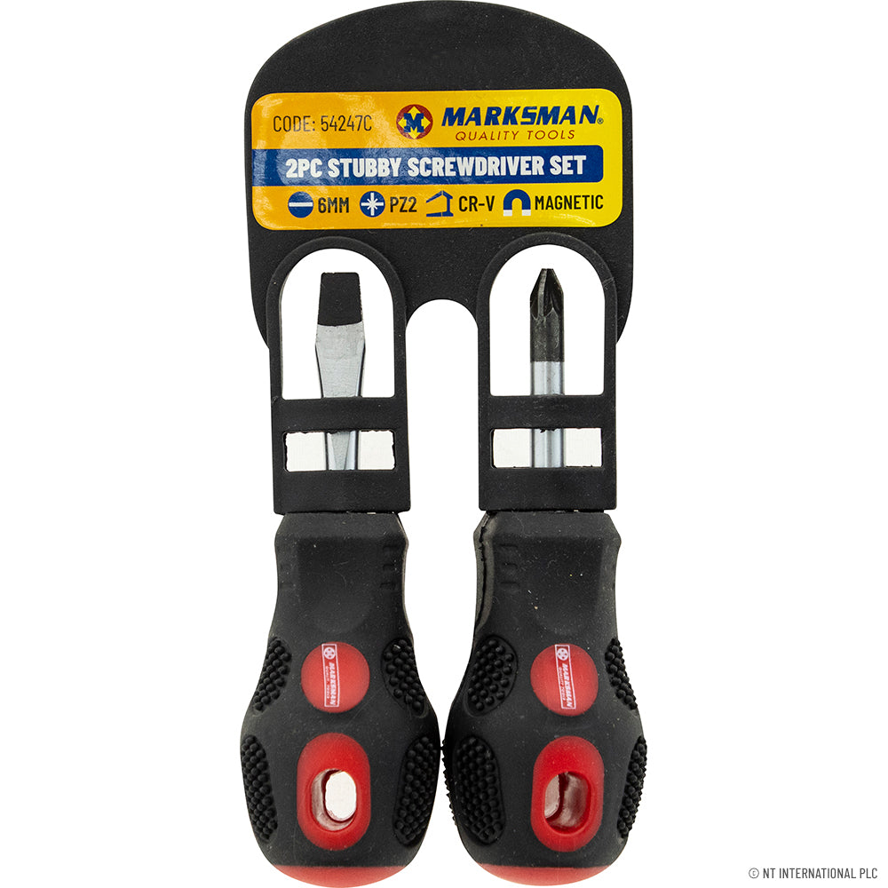 2pc Stubby Screwdriver Set for Quick Fixes