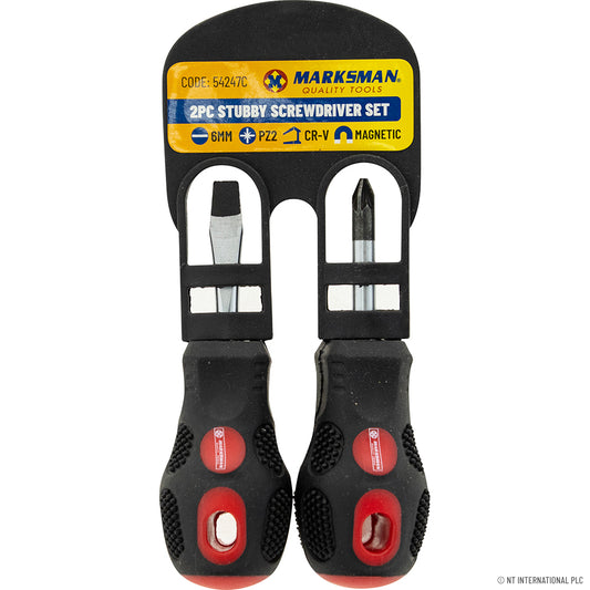 2pc Stubby Screwdriver Set for Quick Fixes