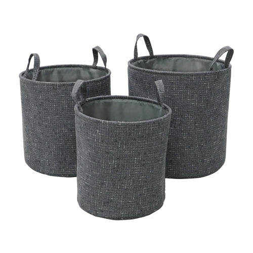 Organisez avec style grâce au lot de 3 paniers de rangement ronds en tissu Shadow.