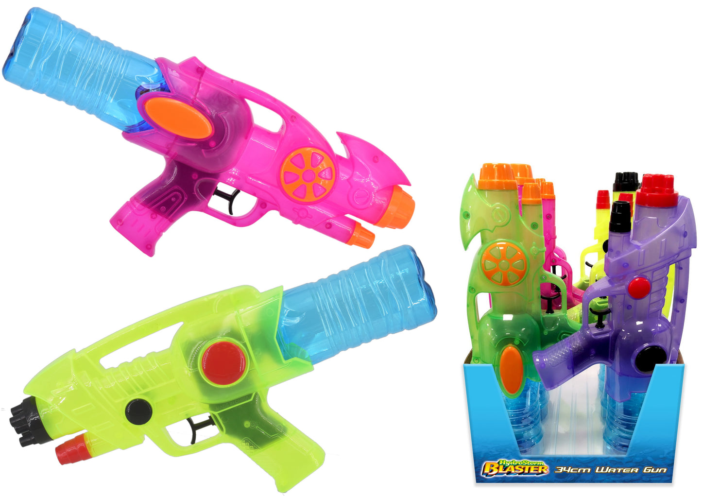 Splash Fun 34cm Water Guns - Assorted Colors - Display Box Set