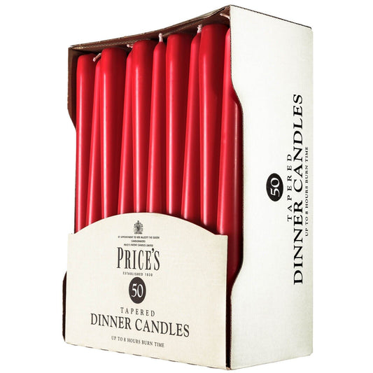 Your Space with Tapered Dinner Candle Unwrapped 50pk Red