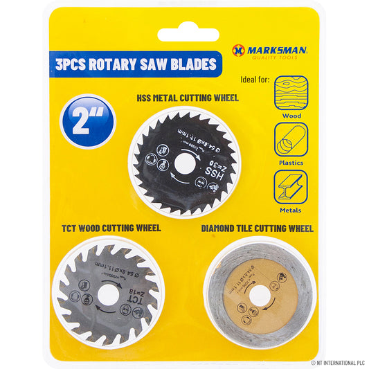 Versatile 3pc 2" Saw Blades Set for Precision Cuts - HSS, Wood, Diamond