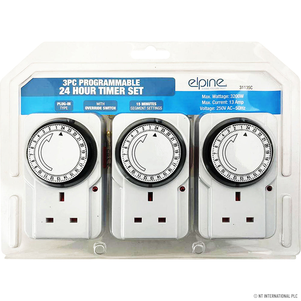 Effortless Control: 3-Pack 24 Hours Programmable Mechanical Timers for ...