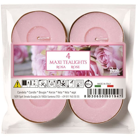 Mini-bougies chauffe-plat Petali Rose Tealights x4 - Un délice parfumé pour chaque pièce