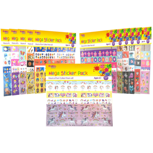 Get Creative with Our Mega 300pc Sticker Pack - 12 Assorted Designs