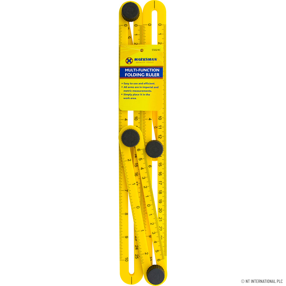 Multi-Function Folding Ruler in Vibrant Yellow - Perfect for Precision Measurements and DIY Projects