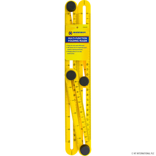 Multi-Function Folding Ruler in Vibrant Yellow - Perfect for Precision Measurements and DIY Projects