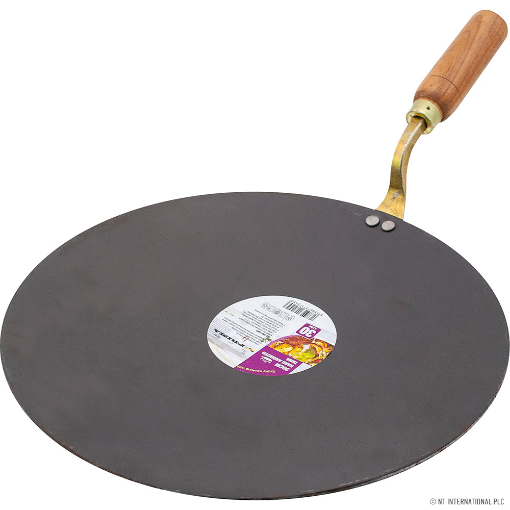 Tawa en MS de 30 cm (12") - Ustensile de cuisine de qualité supérieure à manche en bois