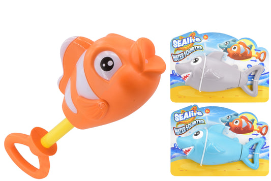 Colorful Shark & Clownfish Water Gun On Tie Card - Set of 3 Assorted Designs for Kids' Summer Fun - Outdoor Water Play Toys
