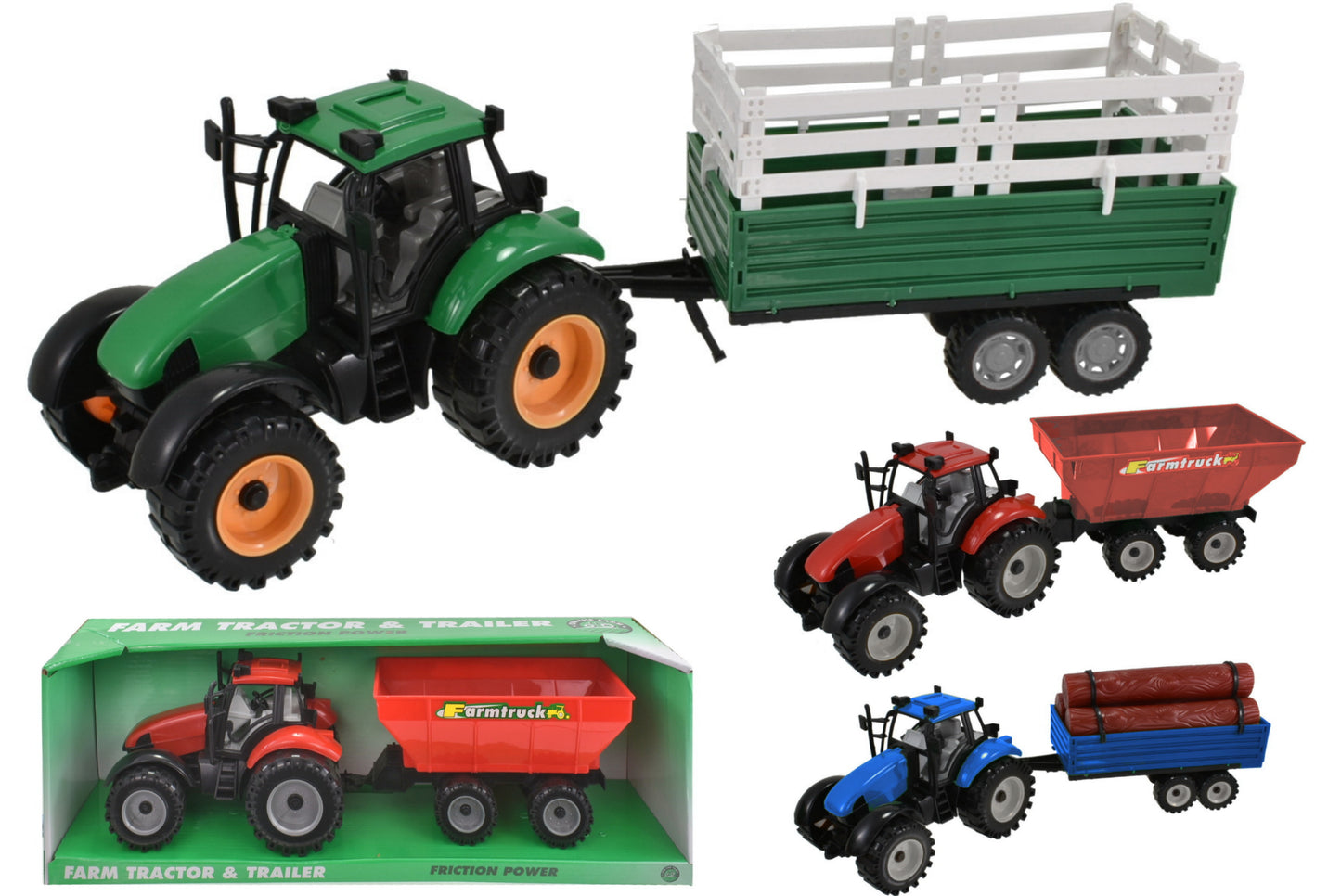 Découvrez nos Tracteurs à Friction en Plastique Durable avec Remorques (6 Assortiments)