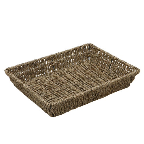 Organisez avec style grâce à notre plateau de rangement rectangulaire en jonc de mer.