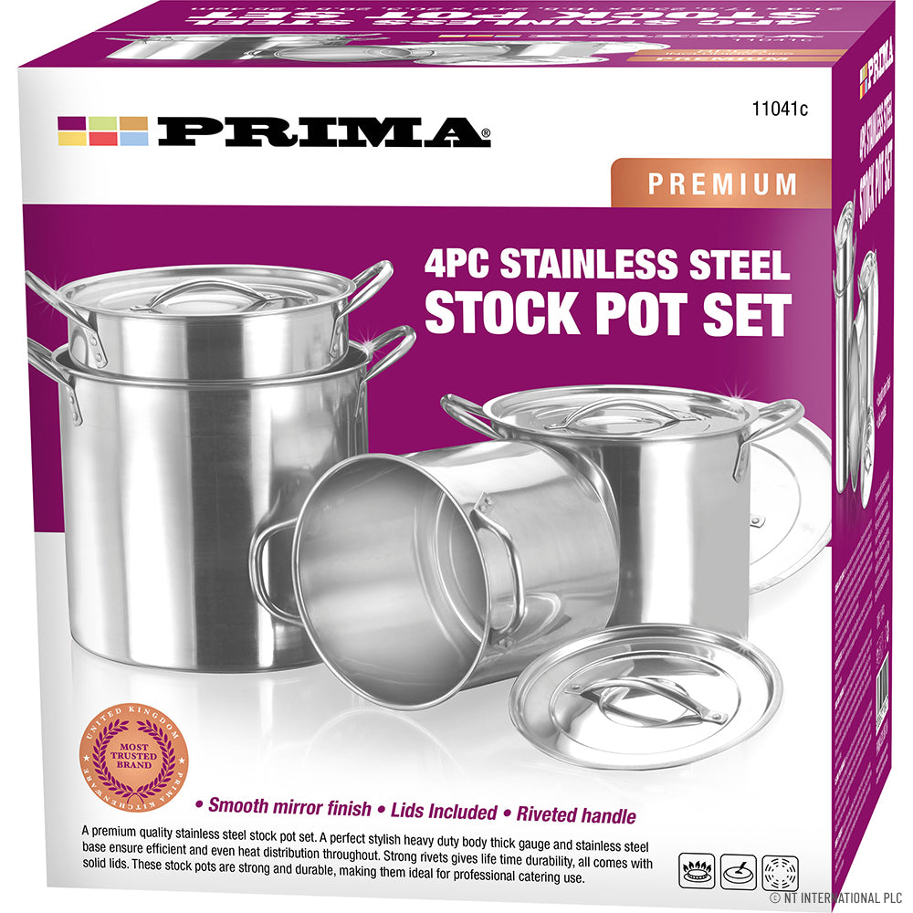 Ensemble de 4 casseroles en acier inoxydable - 8, 12, 16 et 20