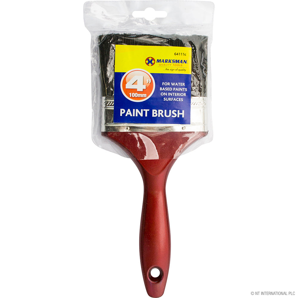 Pinceau professionnel de 4 pouces - 100 mm de large - Manche rouge pour une peinture précise