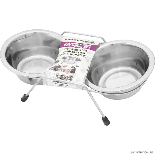 Ensemble de 3 gamelles premium pour animaux (double) - Gamelles élégantes et pratiques de 11 cm, 500 ml pour chats et chiens