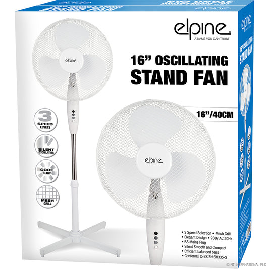Sublimez votre espace avec style : ventilateur sur pied de 40 cm à base croisée en blanc élégant.