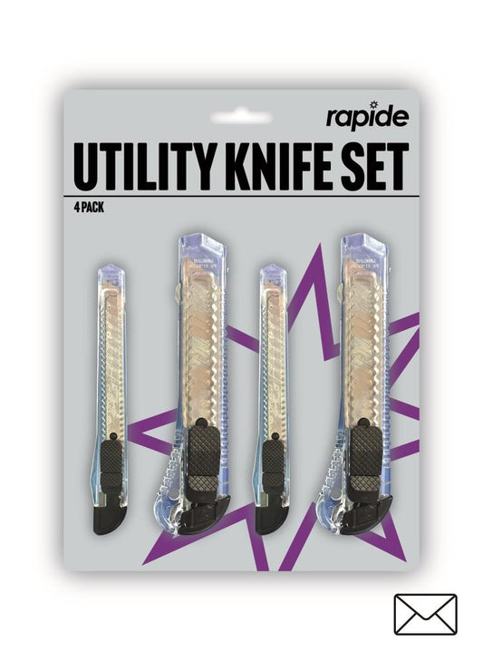 Premium Utility Knife Set 4PK for Precision Cutting - High-Quality Blades and Ergonomic Design