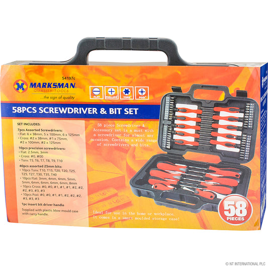 58-Piece Screwdriver & Bit Set in a Convenient Blowcase - High-Quality Tools for Every Job!