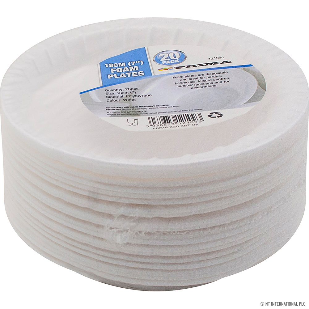 Assiettes à dîner en mousse de qualité supérieure de 18 cm (7 po) - Paquet de 20 - Vaisselle jetable pour des repas élégants