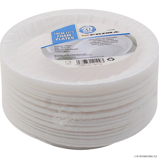 Assiettes à dîner en mousse de qualité supérieure de 18 cm (7 po) - Paquet de 20 - Vaisselle jetable pour des repas élégants
