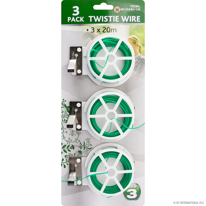 Versatile 3pc Garden Twistie Wire Set - 60m Total Length.