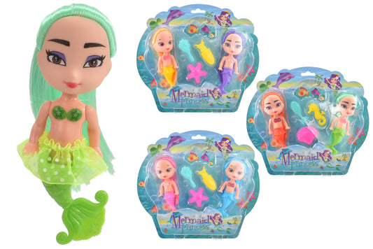 Get Enchanted with 2pc Mermaid Dolls on Blistercard - 3 Assorted