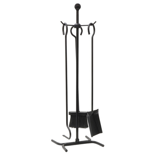 Enhance Your Fireplace with Edale 3-Piece Companion Set + Stand - Black.