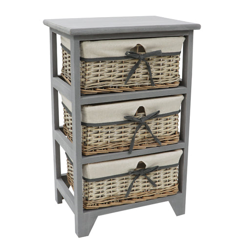 Sherborne 3 Drawer Willow Storage Unit in Grey - Stylish Organization for Your Home .