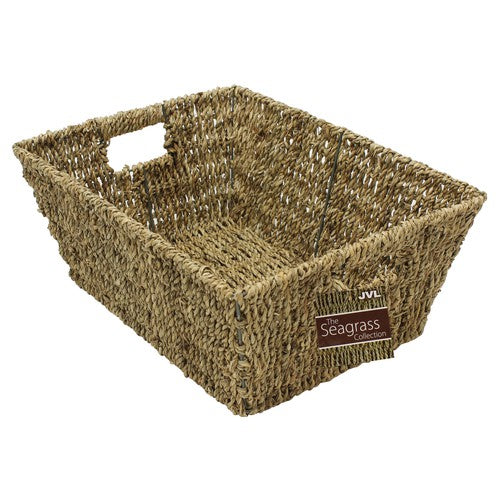 Panier de rangement rectangulaire en jonc de mer - Organisez avec style.