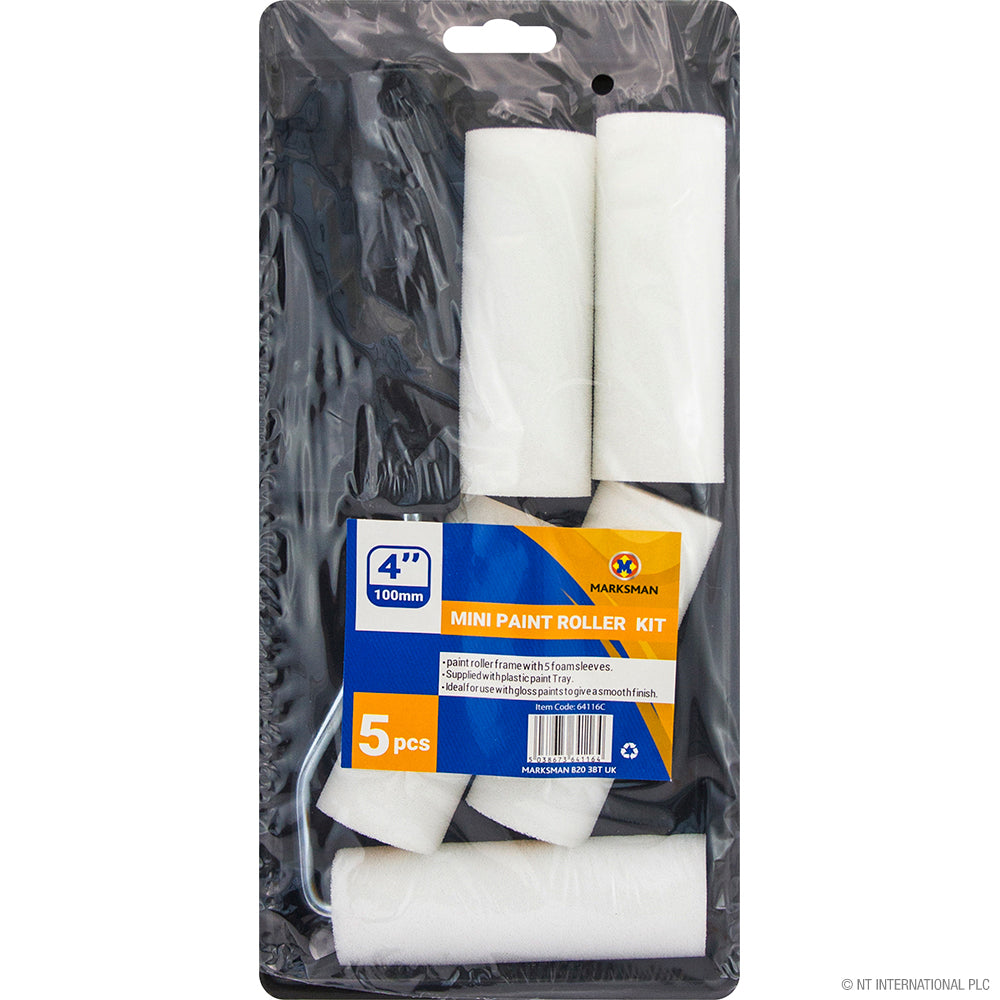 Ensemble de 5 mini-rouleaux en mousse de 10 cm avec bac